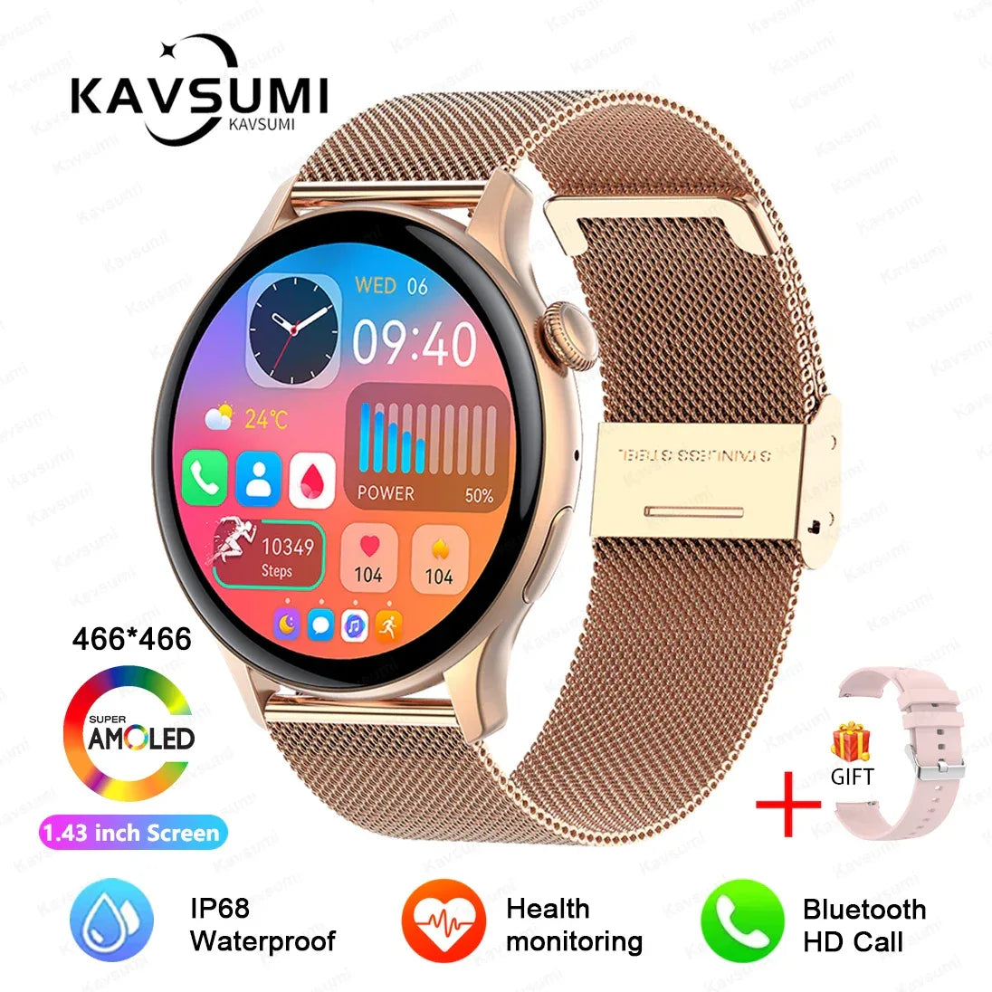 Smartwatch for Women AMOLED Screen Always Display Time NFC IP68 Waterproof Sports Call Women Smart Watch For Women Custom dial - Wear444
