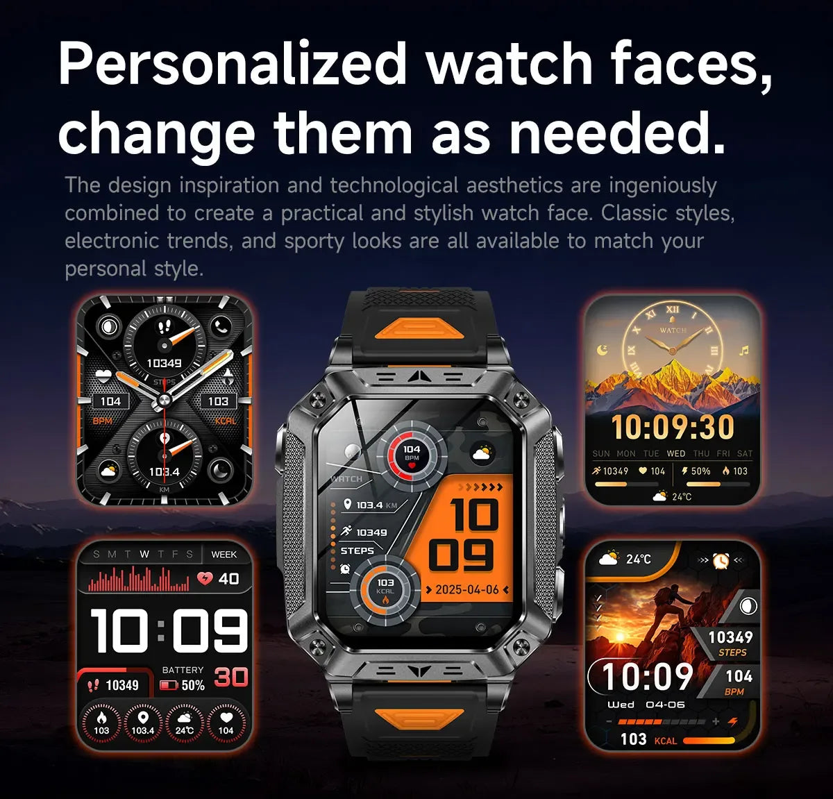 Robust military smart watch 1400Mah battery fitness tracking 10ATM waterproof tactical sports flashlight men's phone watch - Wear444