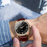 Men'S Quartz Watches Casual High Quality Fashion Waterproof Business Luxury Retro Round Dial Leather Strap Watches