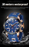 Watches For Men OLEVS Fashion Mens Quartz Watches Luminous Hand Blue Rubber Band Sport WristWatch Relogio Masculino