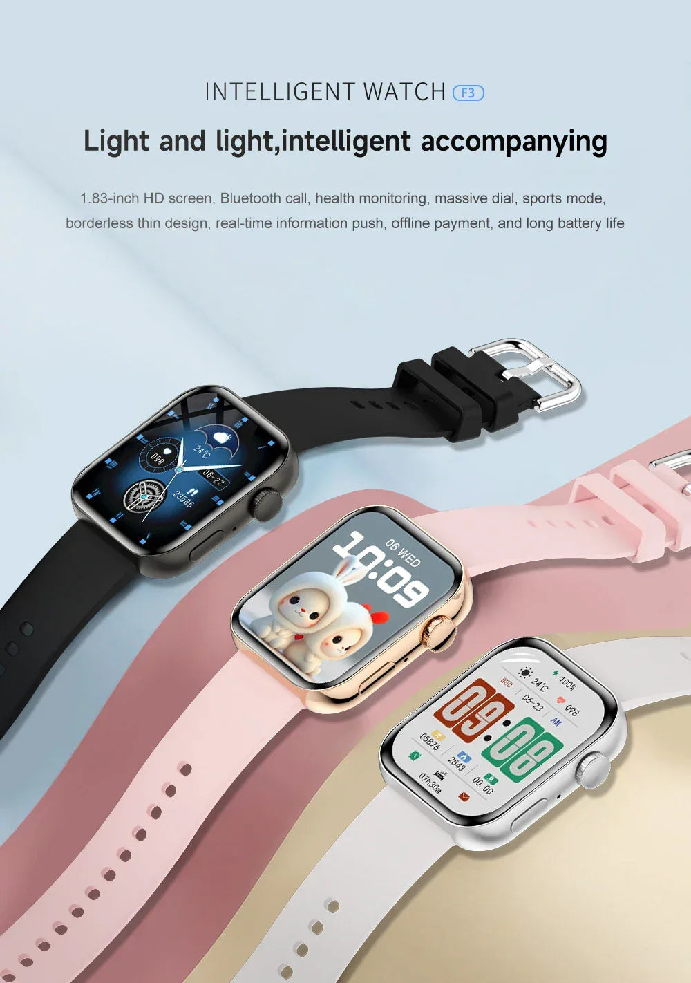 2026 Fit 3 Series 11 Smart Watch 1.83" AMOLED Screen Health Monitoring GPS Track HD Talk Sports Women Waterproof Watches For IOS - Wear444