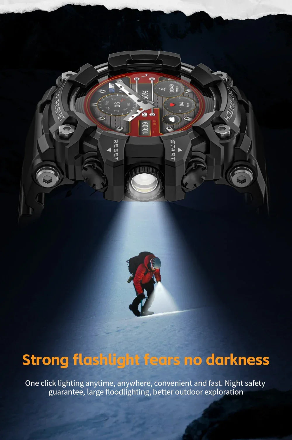 LOKMAT ATTACK-GT Upgrade Sport Smart Watch Waterproof Bluetooth Calls Rugged Smartwatches Flashlight Fitness Tracker for Phone - Wear444