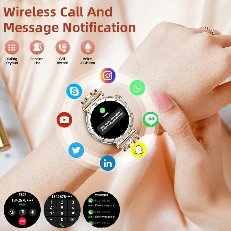 2025 New Fashion Smart Watch Women AMOLED Screen Bluetooth Call Watches Custom Dials Female Health Music Sport Ladies Smartwatch - Wear444