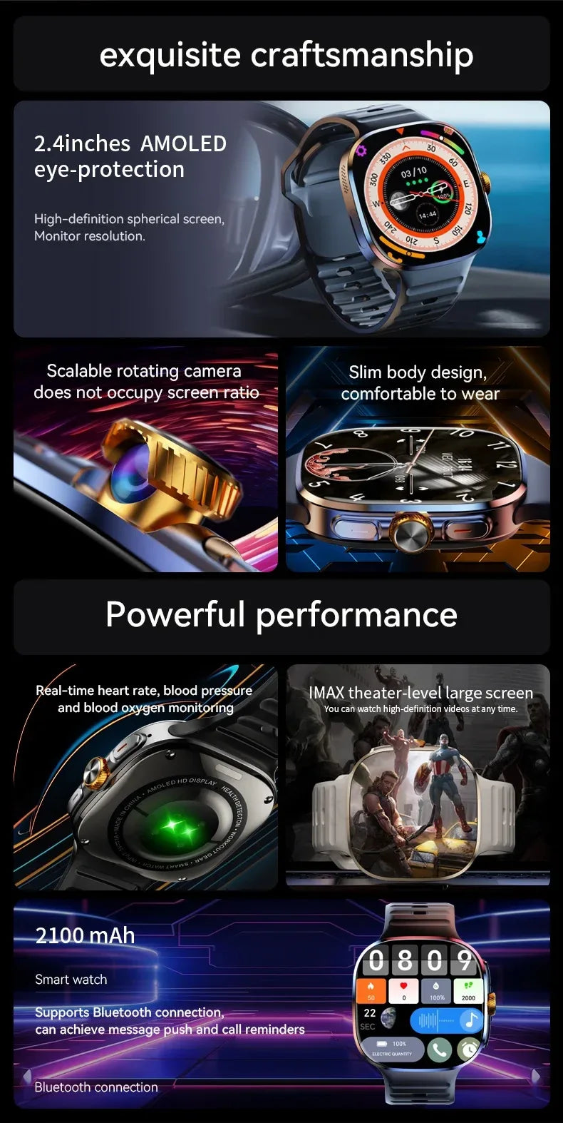 Original M99 Smartwatch 2.4 inch Amoled Screen insert 4G/5G Sim Card GPS WIFI 190° Rotating Camera Game Android 10.0 Smart Watch - Wear444