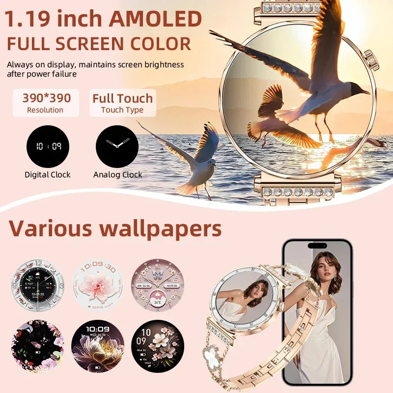 2025 New Fashion Smart Watch Women AMOLED Screen Bluetooth Call Watches Custom Dials Female Health Music Sport Ladies Smartwatch - Wear444