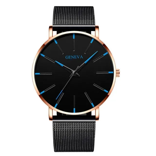 Minimalist Mens Fashion Ultra Thin Watches Simple Men Business Stainless Steel Mesh Belt Quartz Wrist Watch Relogio Masculino