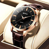 Men'S Quartz Watches Casual High Quality Fashion Waterproof Business Luxury Retro Round Dial Leather Strap Watches