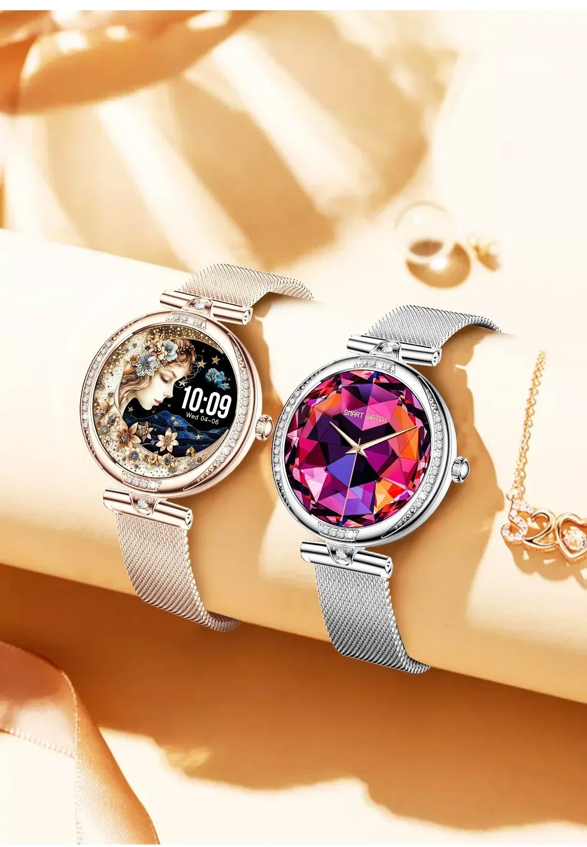 NX17PRO Women's Smart Watch With Metal Strap AMOLED Screen Bluetooth Calls Sports Health Monitor Fashion Decoration Wristwatch - Wear444