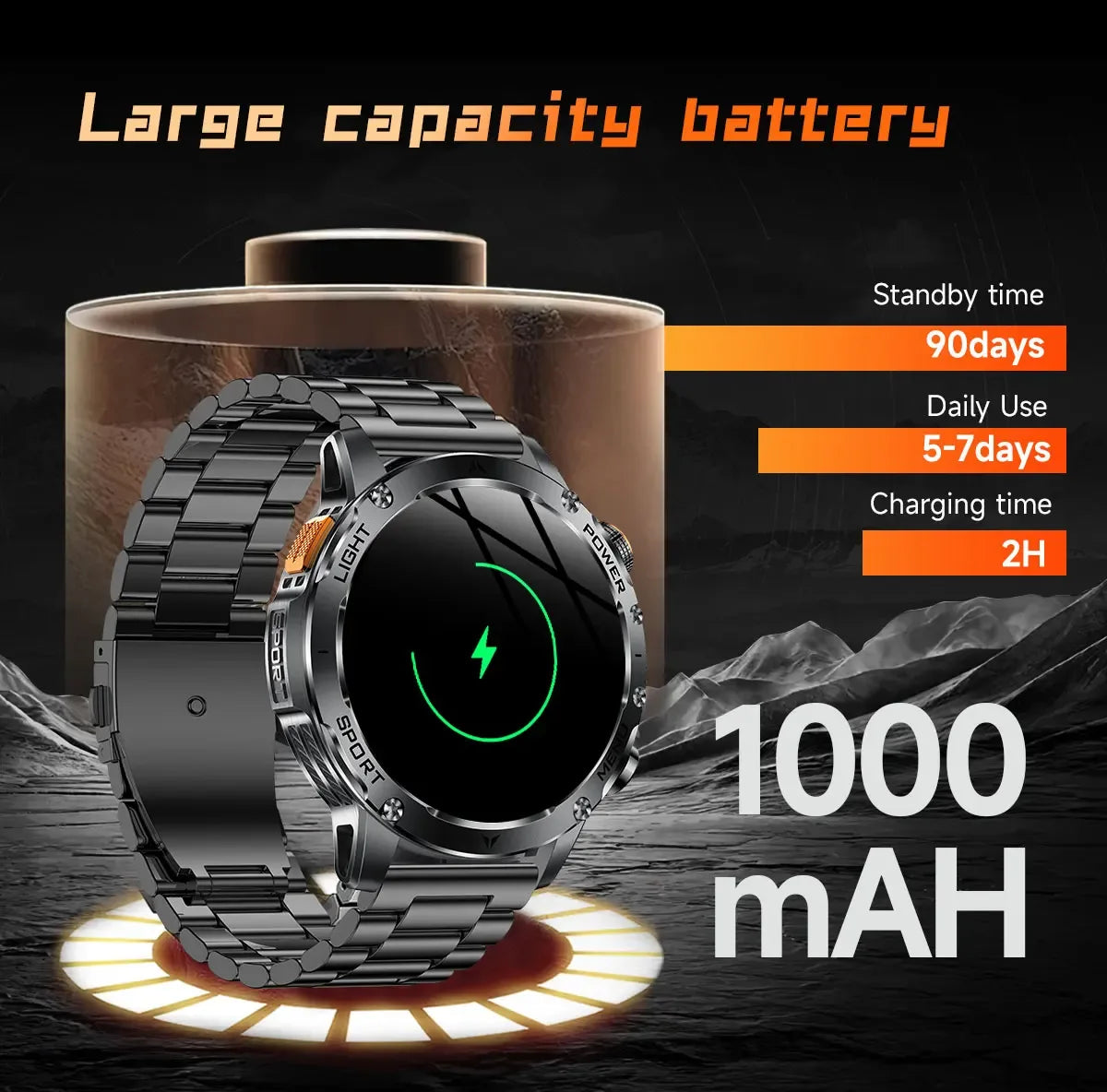 2025 New Military T-Rex 3 Ultra 1000mAh Battery Smart Watch 5ATM Waterproof Flashlight Heart Rate Sports tracker Smartwatch Men - Wear444