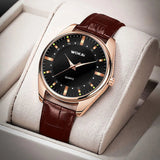 Men'S Quartz Watches Casual High Quality Fashion Waterproof Business Luxury Retro Round Dial Leather Strap Watches