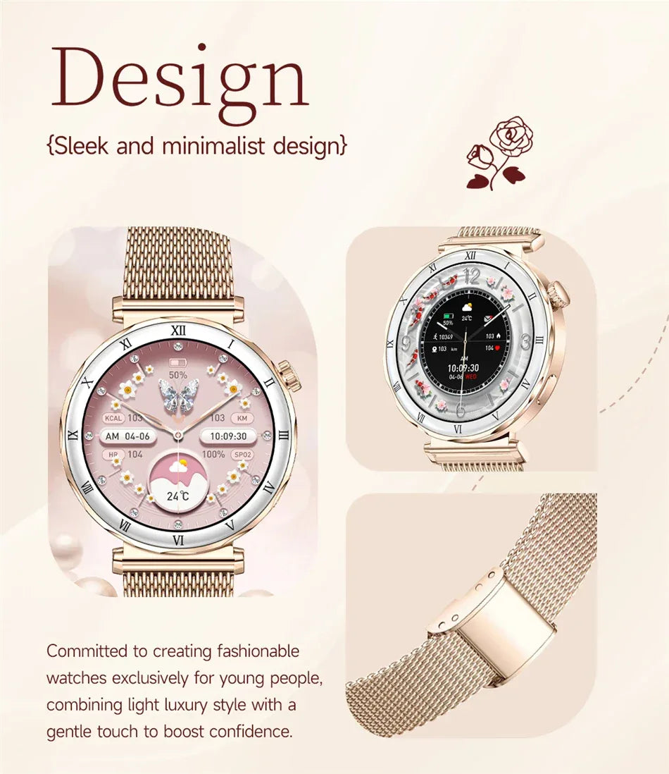 2025 New Fashion Smart Watch Women AMOLED Screen Bluetooth Call Watches Custom Dials Female Health Music Sport Ladies Smartwatch - Wear444