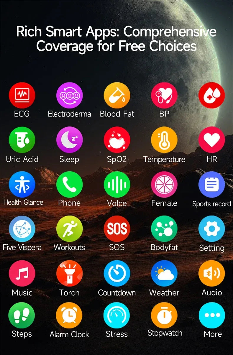 2026New Smart Watch Men Sport ECG Heart Rate Blood Pressure Health Diagnosis Uric acid Waterproof Smartwatches For Men women box - Wear444