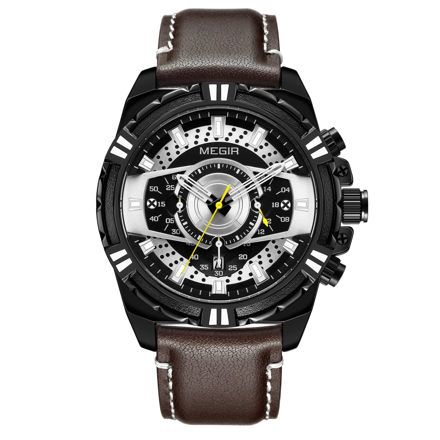 MEGIR Luxury Chronograph Watch - Leather Belt Luminous Sports Business