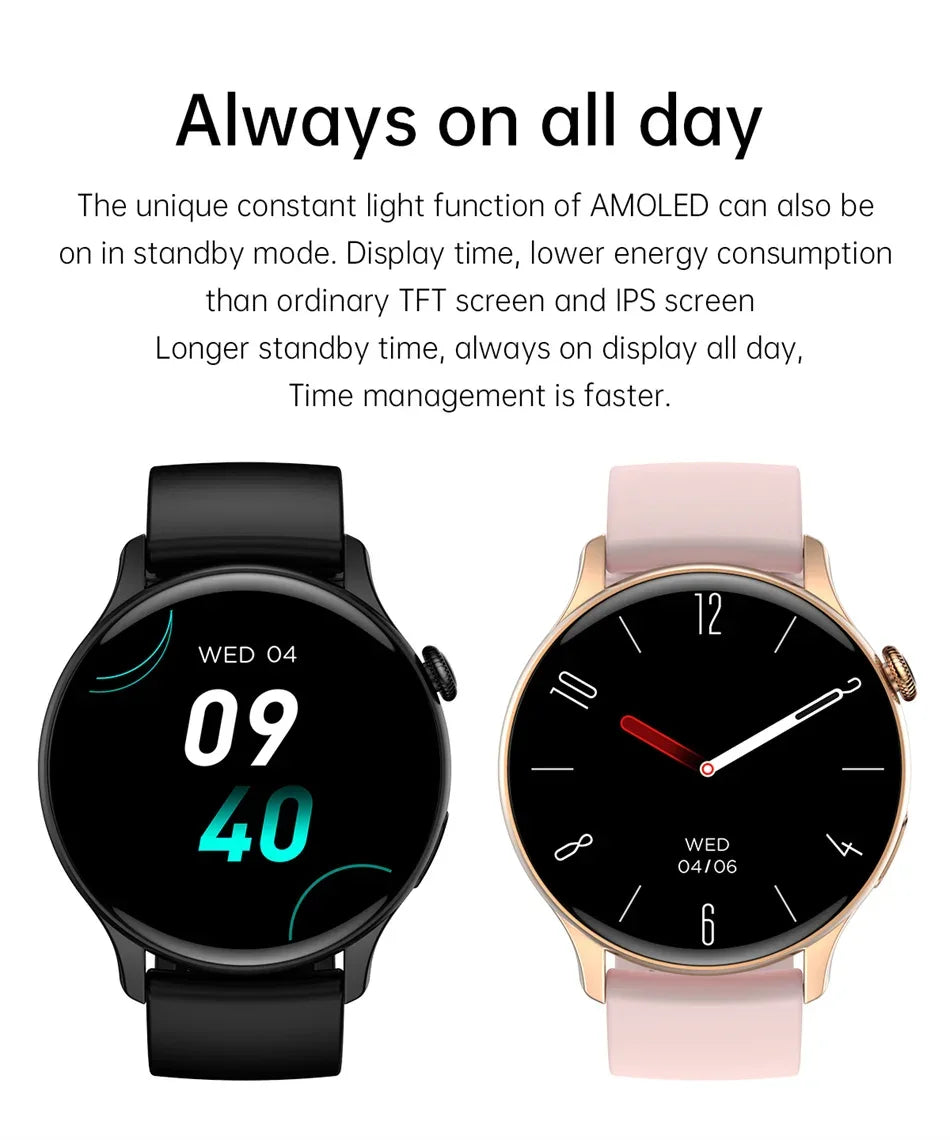 Smartwatch for Women AMOLED Screen Always Display Time NFC IP68 Waterproof Sports Call Women Smart Watch For Women Custom dial - Wear444