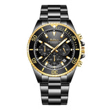 BIDEN Mens Chronograph Stainless Steel Strap Waterproof Date Quartz Watch, Business Casual Wrist Watches