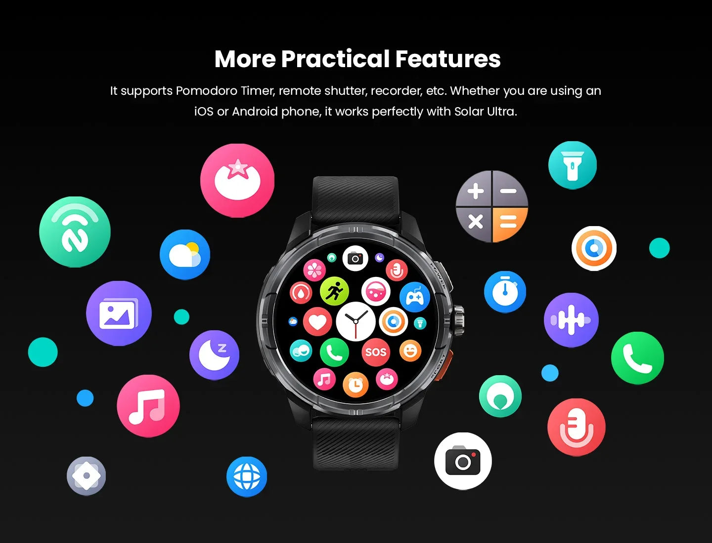 HAYLOU Solar Ultra GPS Smartwatch 1.6” AMOLED Display 5ATM Waterproof Built-in GPS Bluetooth Phone Calls Sports Smart Watch - Wear444