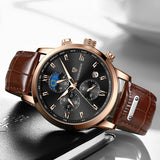 LIGE Men Watches Fashion Quartz Watch Tourbillon Clock Genuine Leather Waterproof Watch Men Military Wristwatch Man Reloj Hombre