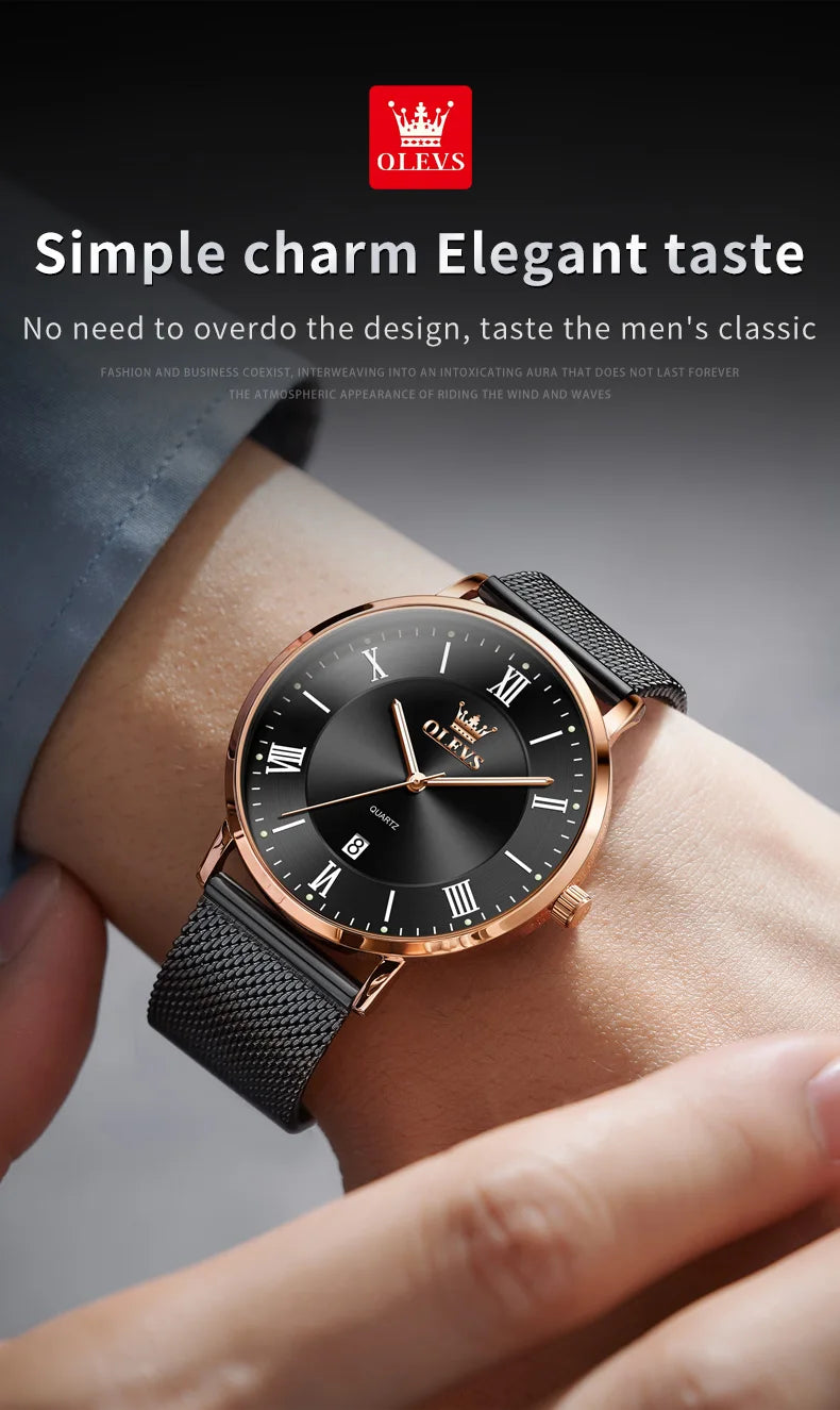 OLEVS Premium Stainless Steel Business Watch - Waterproof Quartz Timepiece