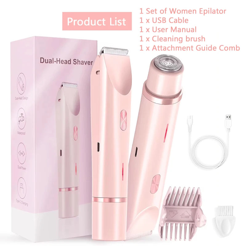 2025 NEW Dual Head Remove Hairs Electronic Shavers Body Epilator Shaving Hair Removal Ladies Shaver Machine for Women