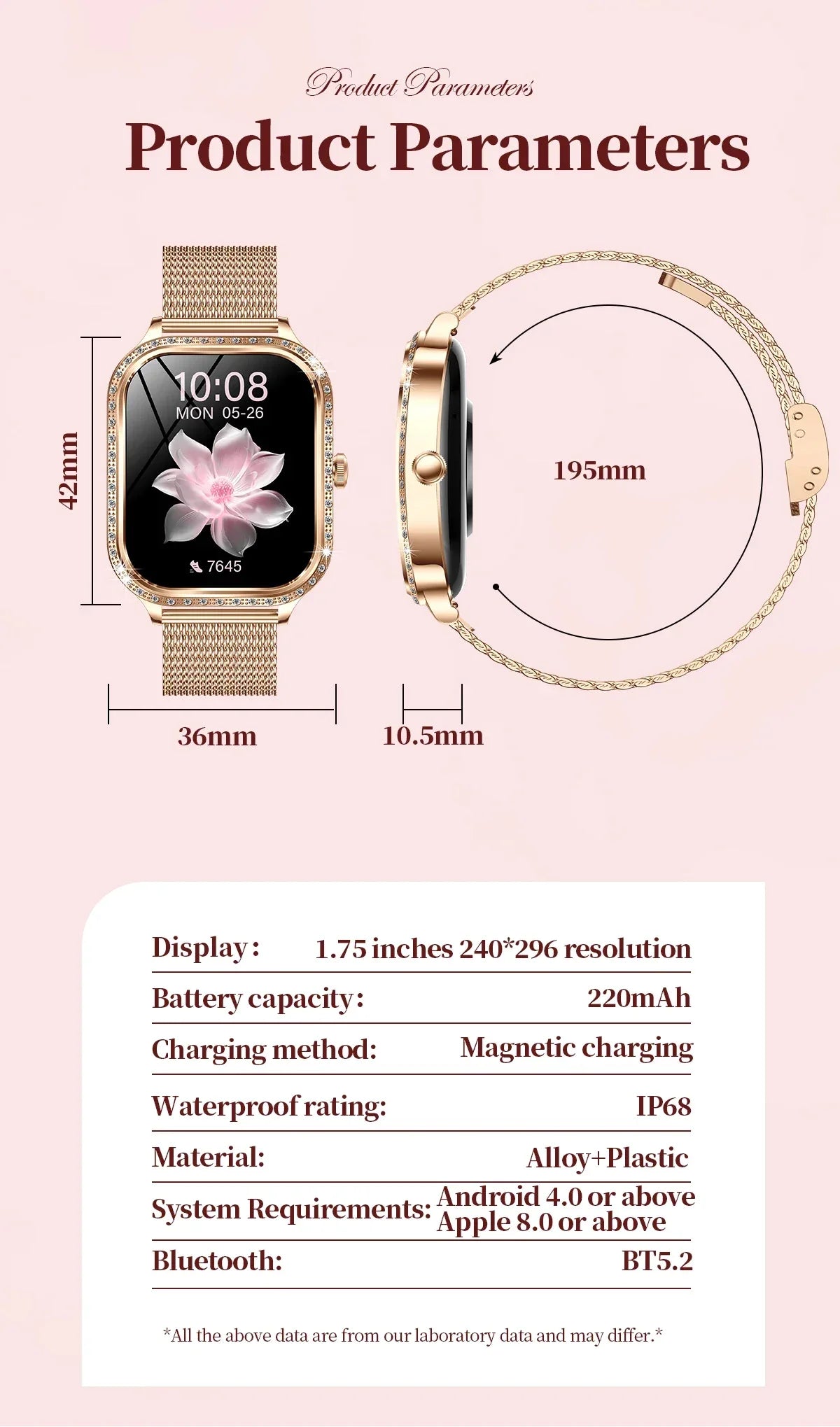 2026New Women Fashion Smartwatch HD Curved Screen Female Menstrual Tracking Waterproof Sports Fitness Bluetooth Call Smart Watch - Wear444