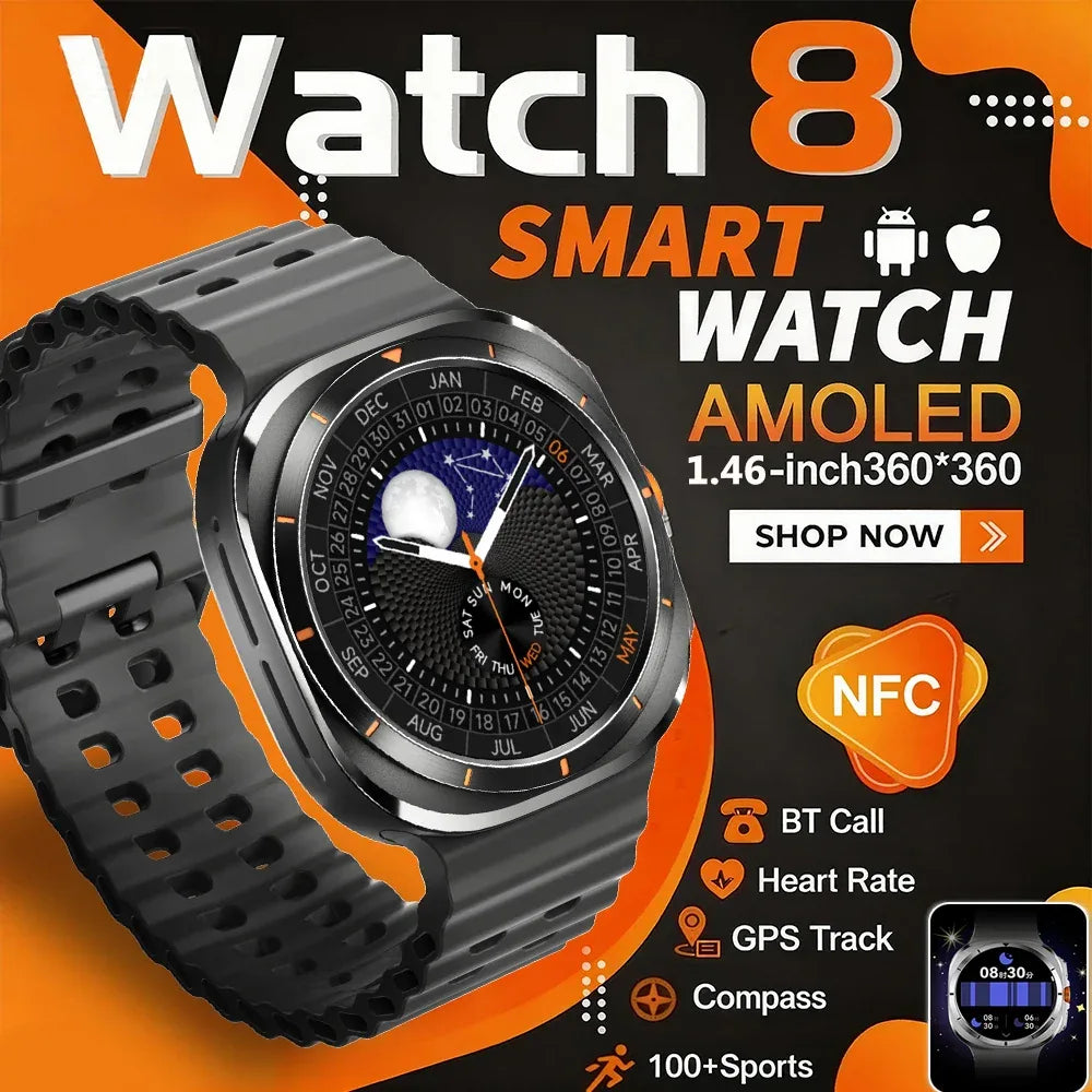 2025 New Watch8 Ultra Smart Watch Classic NFC Health Monitoring Bluetooth Call 3ATM Waterproof HD Smartwatch For IOS Android - Wear444