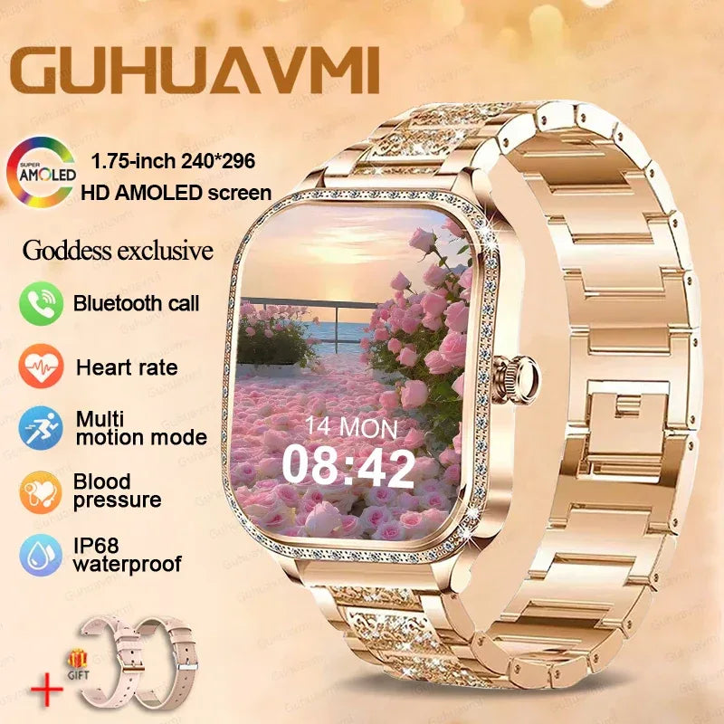 2026New Women Fashion Smartwatch HD Curved Screen Female Menstrual Tracking Waterproof Sports Fitness Bluetooth Call Smart Watch - Wear444