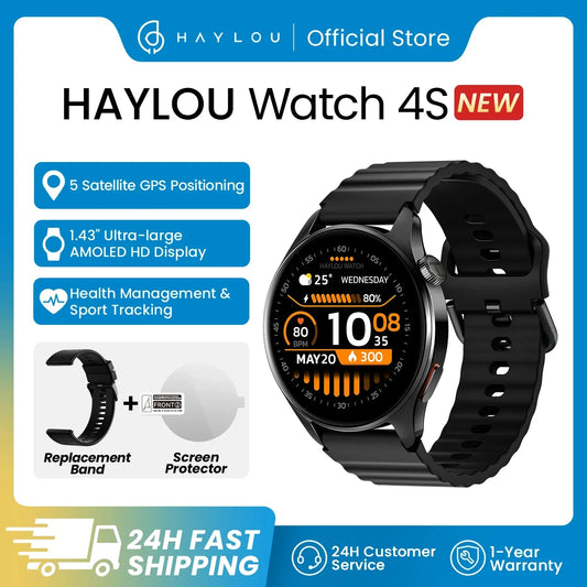 HAYLOU Watch 4S GPS Smartwatch 1.43” HD AMOLED Display 5 Satellite GPS Positioning 120+ Workout Modes Sport Fitness Smart Watch - Wear444
