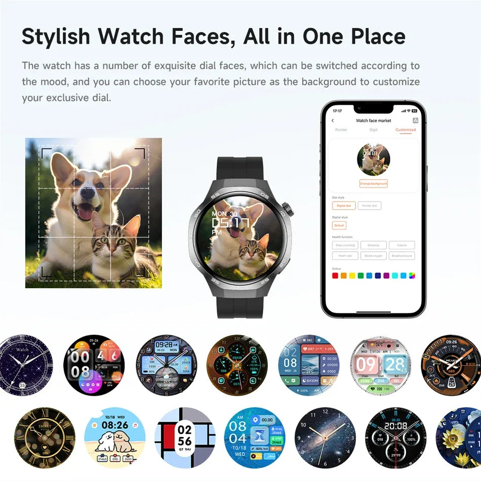 New Watch 5 Pro Smart Watch HD AMOLED Screen GPS Tracker Bluetooth Call Health Monitoring Waterproof Sports SmartWatch Men Women - Wear444