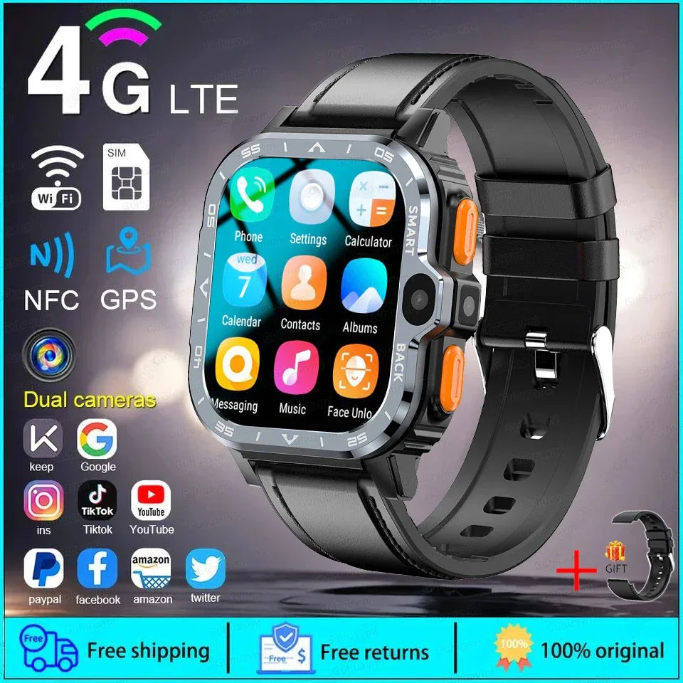 Android WhatsApp Smart 5G Video Voice SOS Call Camera Watch GPS WIFI Trace Locate SIM Card Phone Smartwatch Google Play 8GB+64GB - Wear444