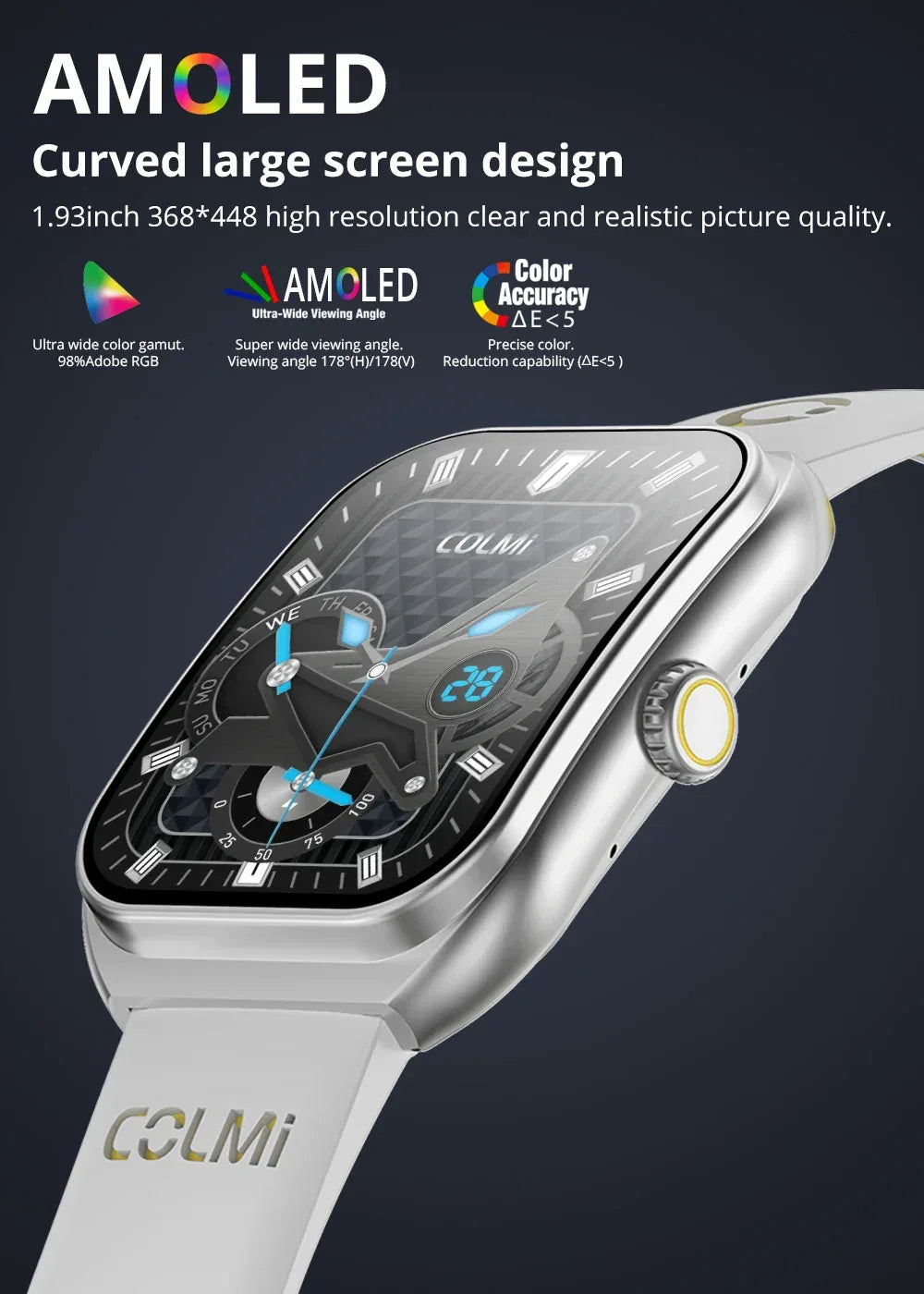 COLMI P86 1.93" AMOLED Smartwatch Men Health Manager Bluetooth Call IP68 Waterproof Smart Watch Women For Xiaomi iOS Phone - Wear444