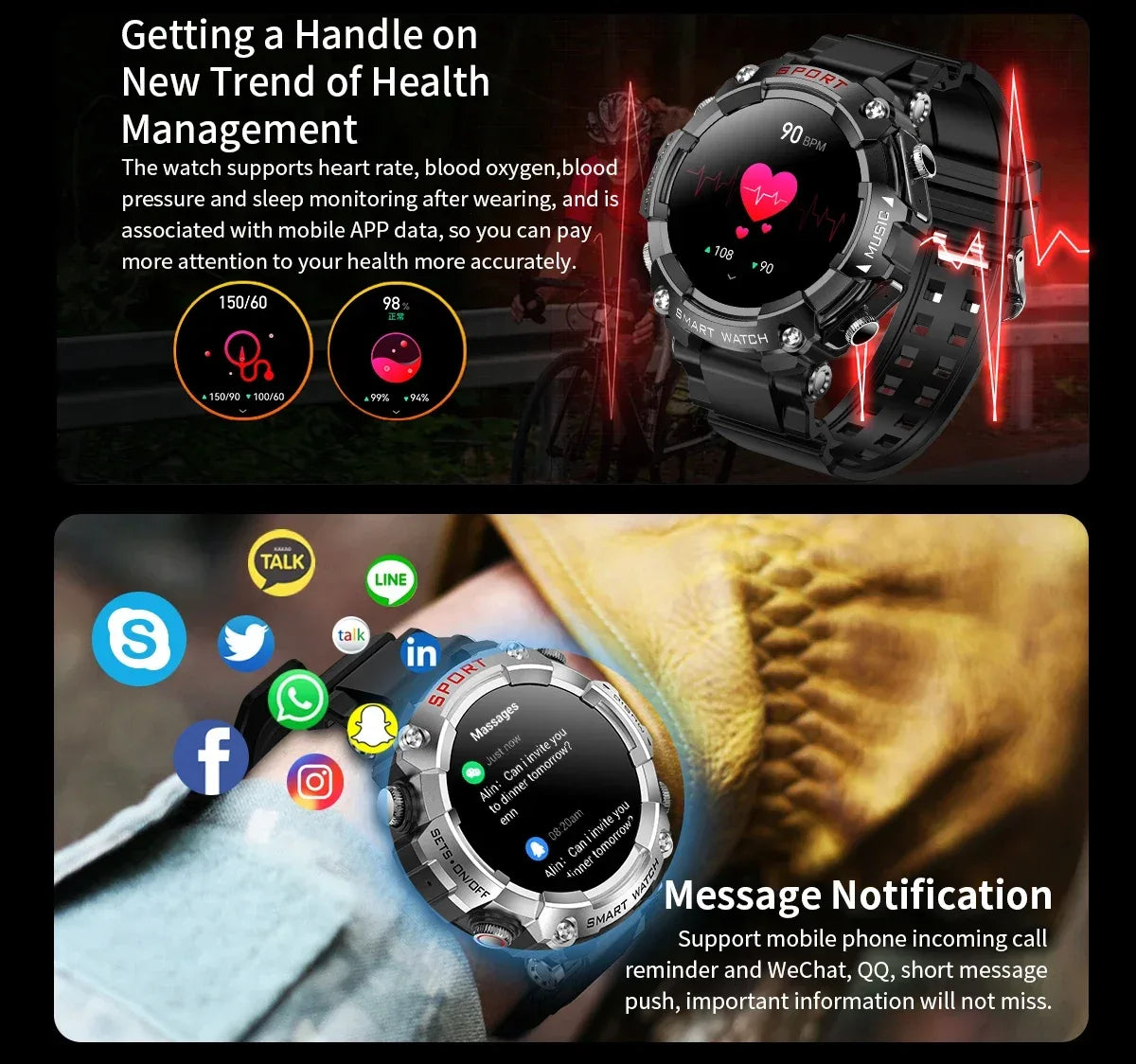 Rainbuvvy T96 TWS Smart Watch Earphone 1.52inch Amoled 3 IN 1 Local Music Player Wireless Headset BT Call Earbuds Smartwatch - Wear444