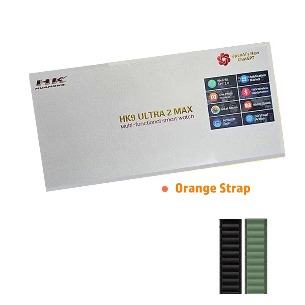 HK9 Ultra 2 MAX Gen4 AMOLED Screen Smart Watch 2GB ROM ChatGPT Local Music Album E-Book Connect TWS For IOS Android Smartwatch - Wear444