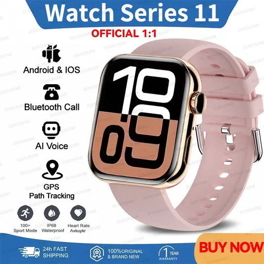 2026 Fit 3 Series 11 Smart Watch 1.83" AMOLED Screen Health Monitoring GPS Track HD Talk Sports Women Waterproof Watches For IOS - Wear444