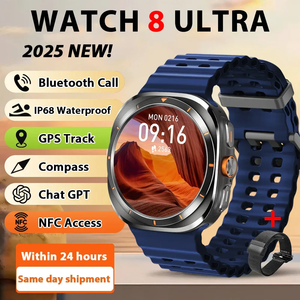 2025 New Watch8 Ultra Smart Watch Classic NFC Health Monitoring Bluetooth Call 3ATM Waterproof HD Smartwatch For IOS Android - Wear444