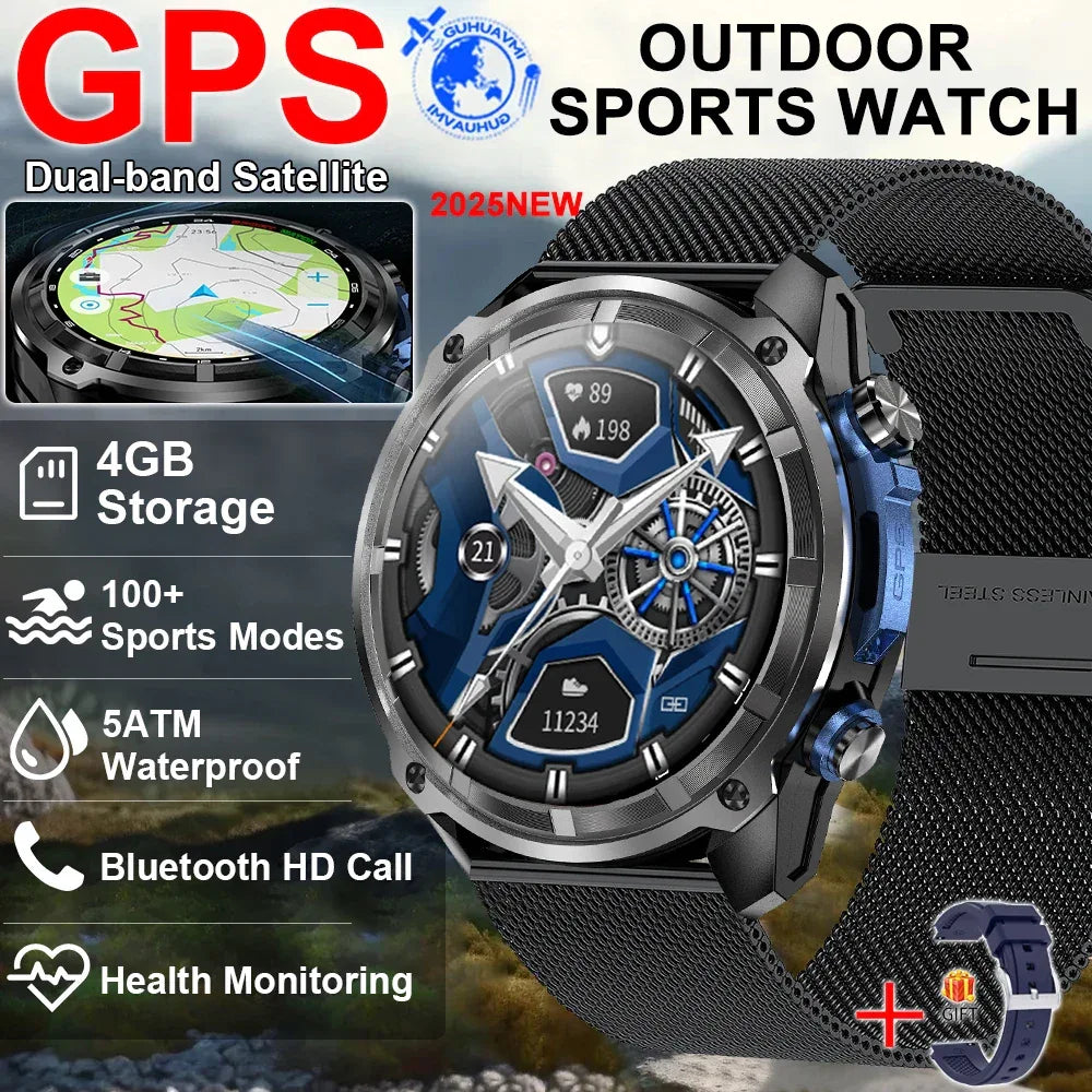 2025 New T-Rex Tactical Smartwatch Built-in GPS Offline Map 4GB Memory 5ATM IP69K Swimming Waterproof Men Militray Smart Bracele - Wear444
