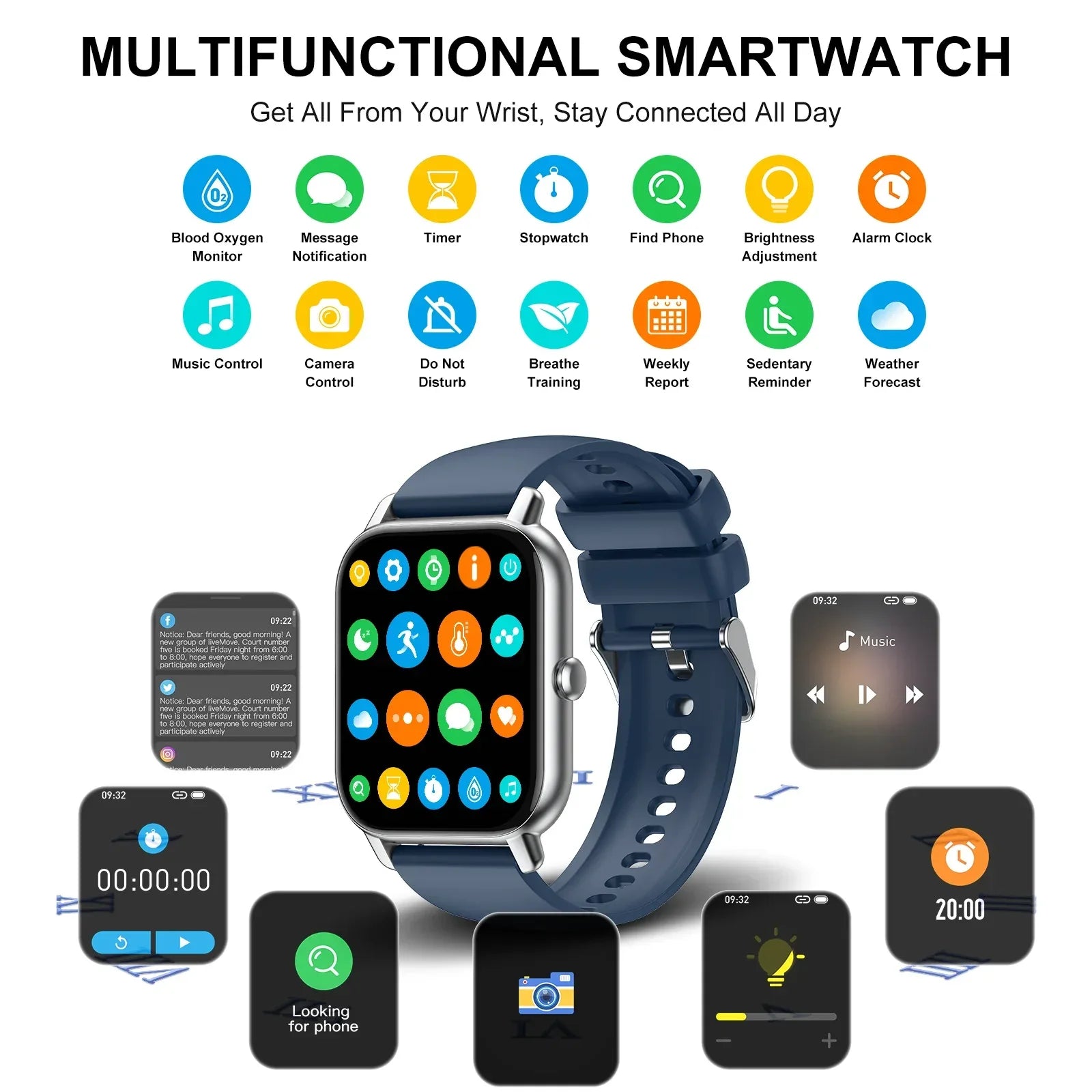 Smart Watch, 1.85" Smartwatch for IP68 Waterproof, 110+ Sport Modes, Fitness Activity Tracker, Heart Rate Sleep Monitor. - Wear444