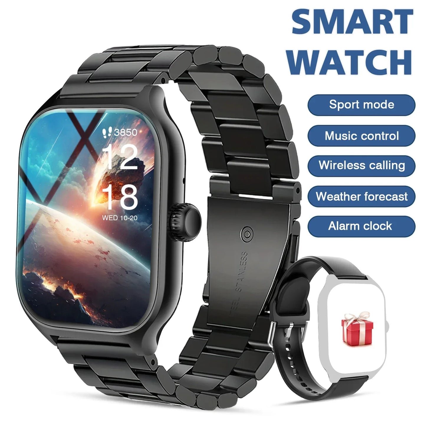 Smart watch, for men and women, wireless calling, fitness tracker, 2.01 inch screen, sports smart watch - Wear444