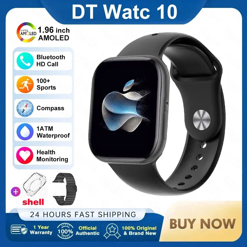 2025 New Original for Apple DT Watch 10 Smart Watch Men AMOLED 4GB Memory Music 3D Surround BT Call Waterproof smart watch Woman - Wear444