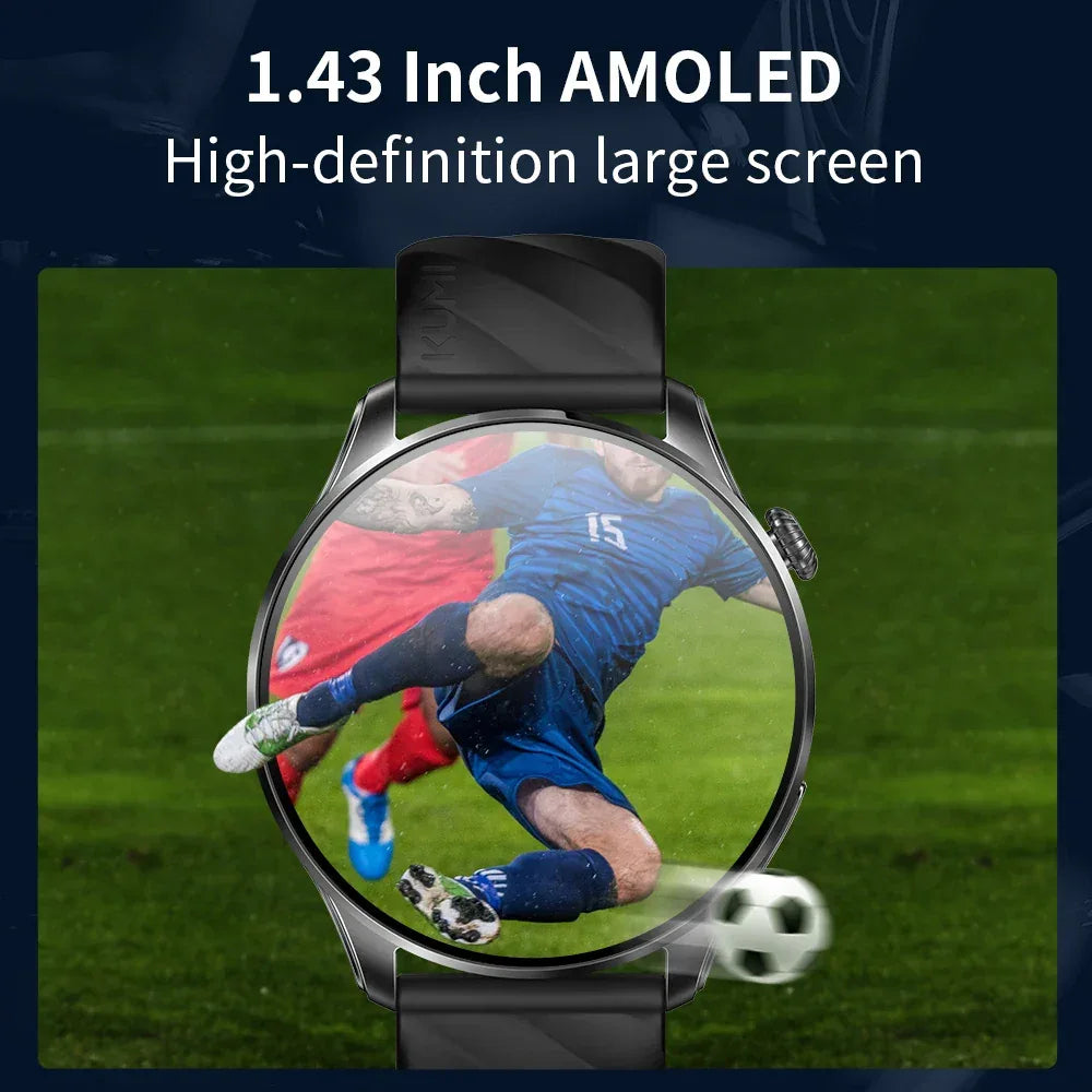 KUMI GW3 Pro Smartwatch 1.43" AMOLED IP68 Waterproof Bluetooth 5.2 Fitness Tracker Heart Rate Blood Oxygen Monitor - Wear444