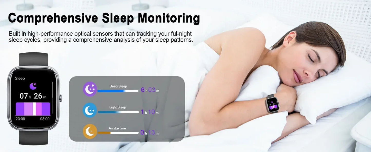 Smart Watch, 1.91" Smartwatch (Answer/Make Call), IP68 Waterproof Fitness Tracker, 110+ Sport Modes, Heart Rate and Sleep Monit - Wear444