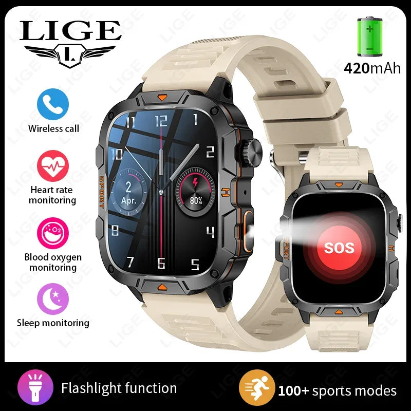 2025 Outdoor Sports Smart Watch GPS Tracker 5ATM Flashlight 1.96" HD Display Screen Bluetooth Call Men Fitness Watches - Wear444