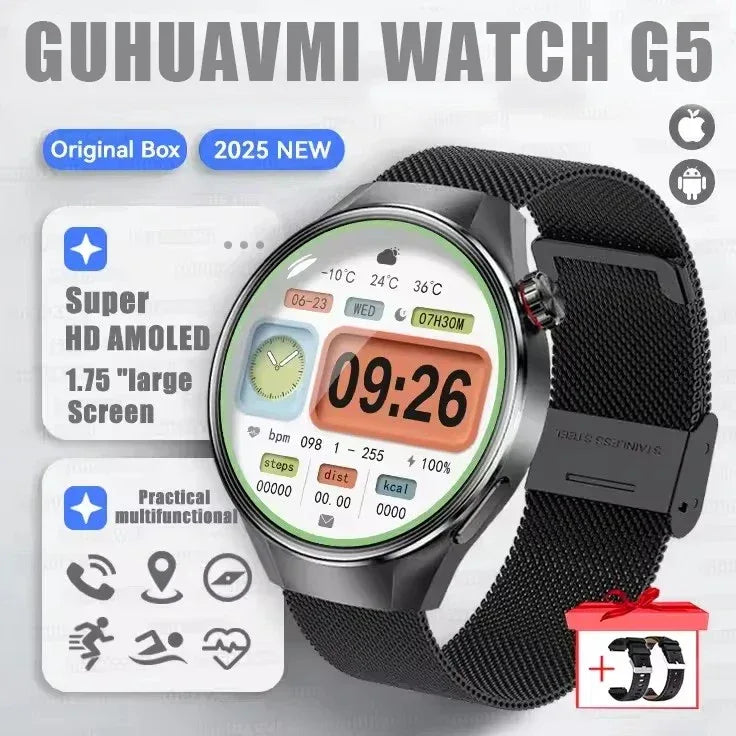 2025 New Originl Watch G5 PlUS Smart Watch 1.75" HD AMOLED Screen GPS track Heart Rate Bluetooth Call Compass Smartwatch for Men - Wear444