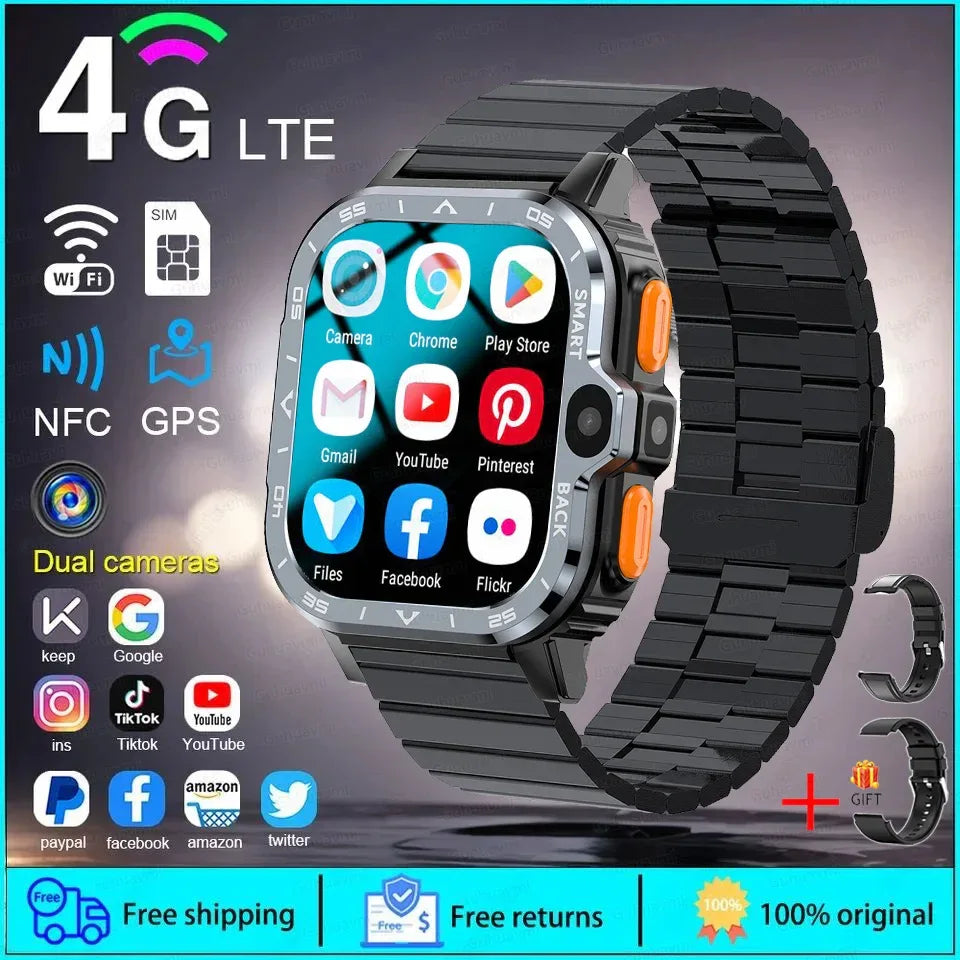 Android WhatsApp Smart 5G Video Voice SOS Call Camera Watch GPS WIFI Trace Locate SIM Card Phone Smartwatch Google Play 8GB+64GB - Wear444