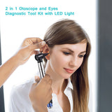 2 in 1 Otoscope and Eyes Diagnostic Tool Kit Portable Stainless Steel Handheld Optical Otoscope Ears Diagnostic Supplies