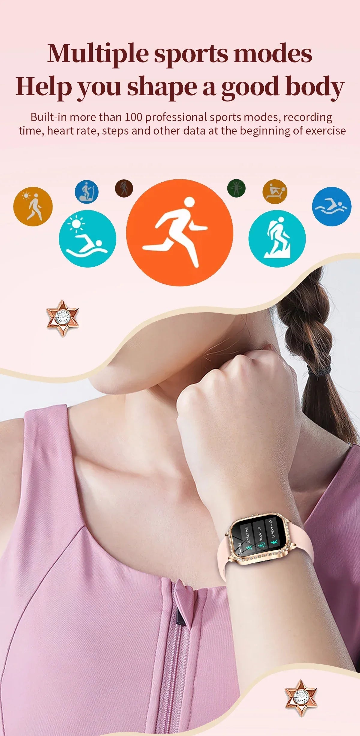 2026New Women Fashion Smartwatch HD Curved Screen Female Menstrual Tracking Waterproof Sports Fitness Bluetooth Call Smart Watch - Wear444