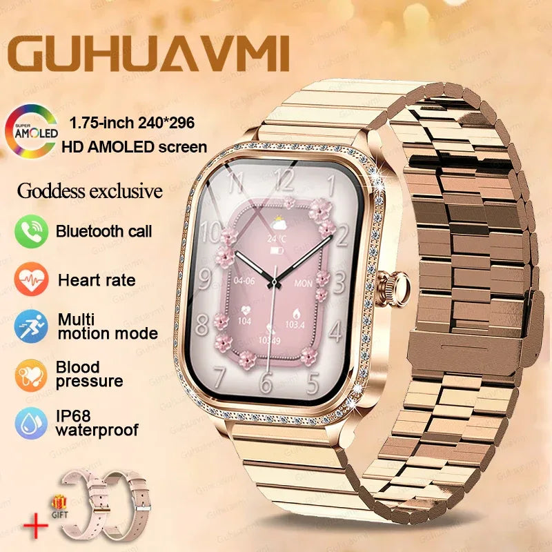 2026New Women Fashion Smartwatch HD Curved Screen Female Menstrual Tracking Waterproof Sports Fitness Bluetooth Call Smart Watch - Wear444