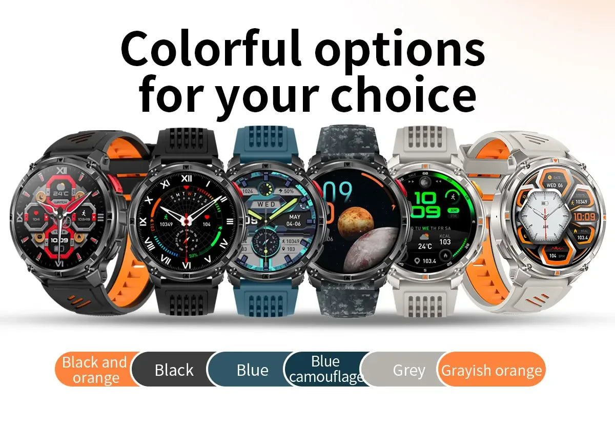 Military Men T-Rex3 Ultra GPS Track Smart Watch 1100mAh Battery Bluetooth Call Waterproof Flashlight Compass Outdoor Smart watch - Wear444