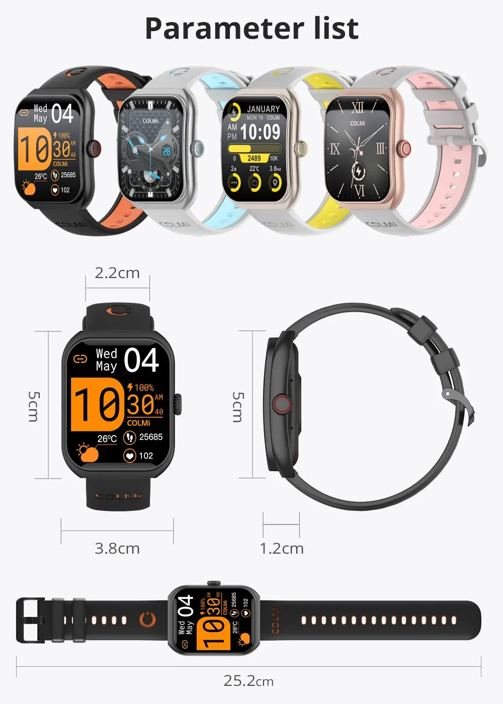 COLMI P86 1.93" AMOLED Smartwatch Men Health Manager Bluetooth Call IP68 Waterproof Smart Watch Women For Xiaomi iOS Phone - Wear444