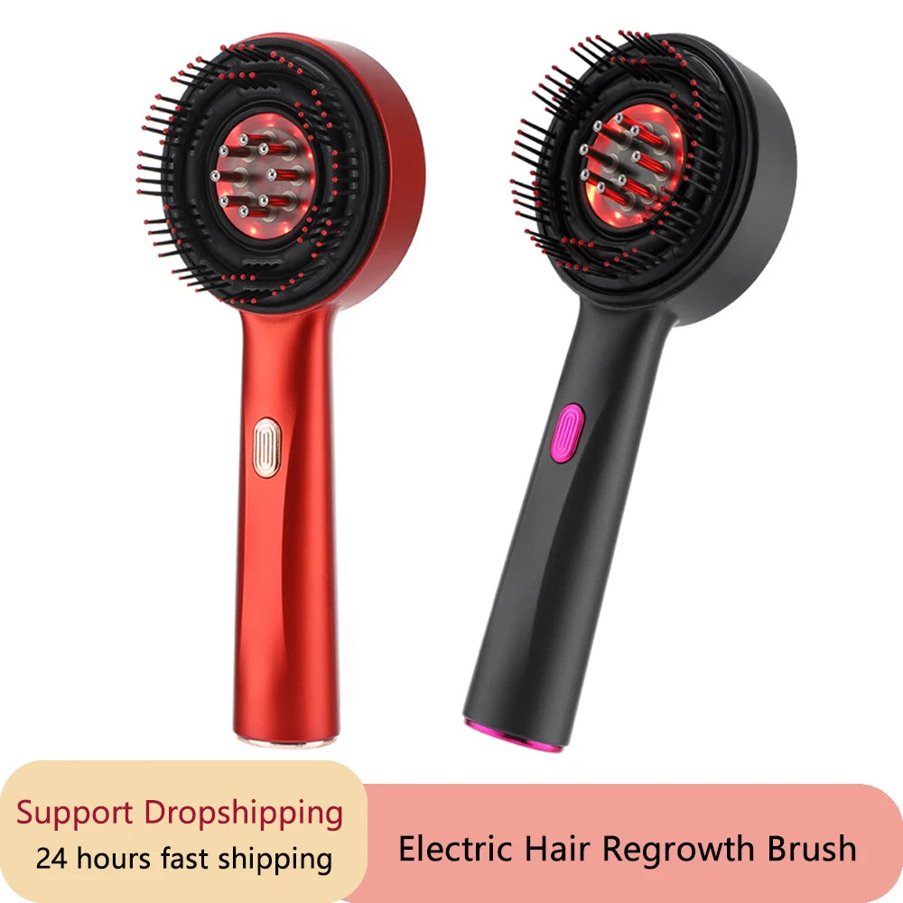 Electric Hair Regrowth Brush with Infrared Light Machine Acupoint Scalp Massage Anti-Hair Loss Exercise Hair Scrubber Combs