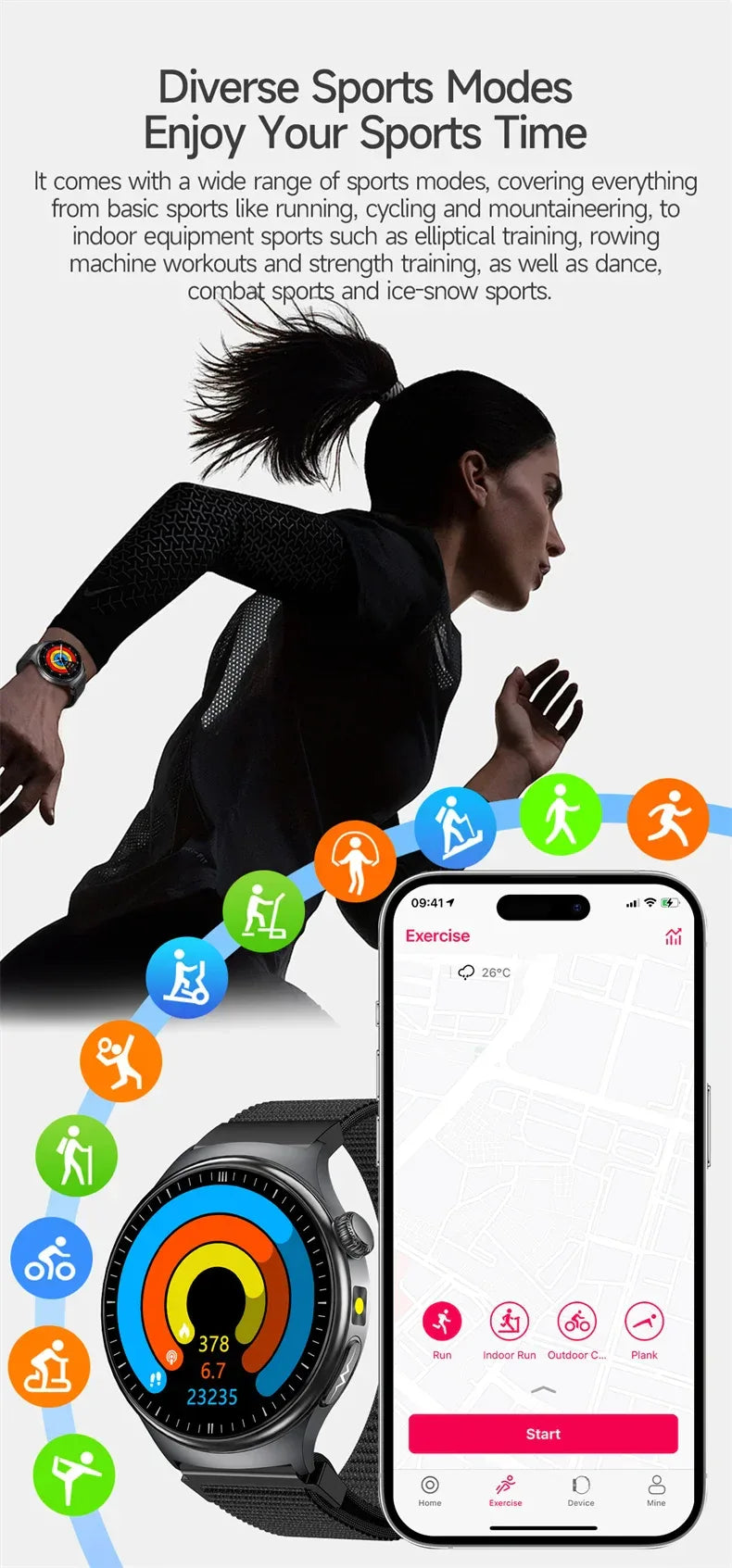 2026New Smart Watch Men Sport ECG Heart Rate Blood Pressure Health Diagnosis Sport Fitness tracking Smartwatches For Men women - Wear444